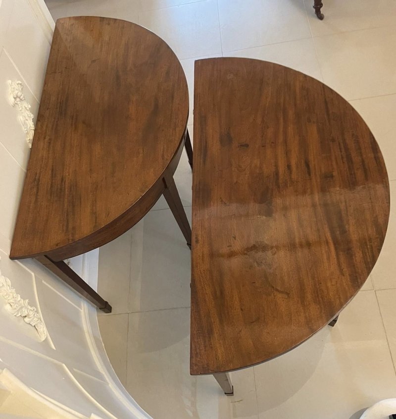 Large pair of Antique George III Quality  Mahogany Demi Lune Console Tables - Image 4